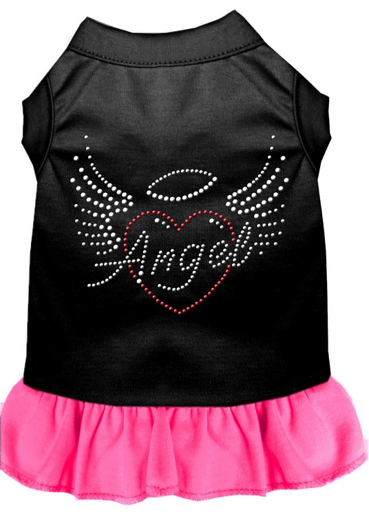 Angel Heart Rhinestone Dress Black with Bright Pink XS